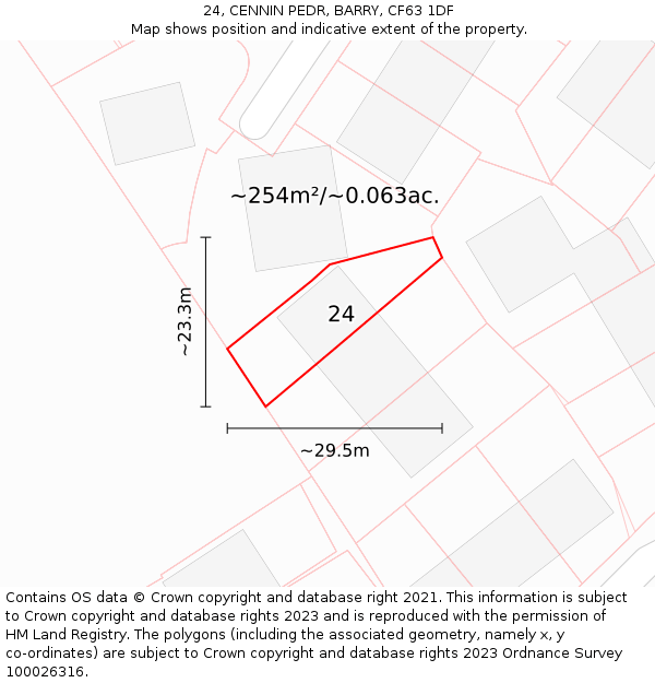 24, CENNIN PEDR, BARRY, CF63 1DF: Plot and title map