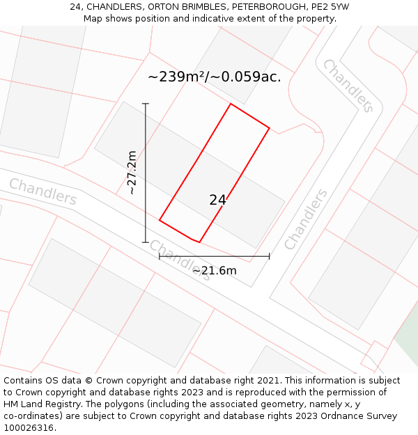 24, CHANDLERS, ORTON BRIMBLES, PETERBOROUGH, PE2 5YW: Plot and title map