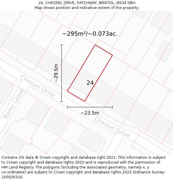 24, CHESSEL DRIVE, PATCHWAY, BRISTOL, BS34 5BH: Plot and title map