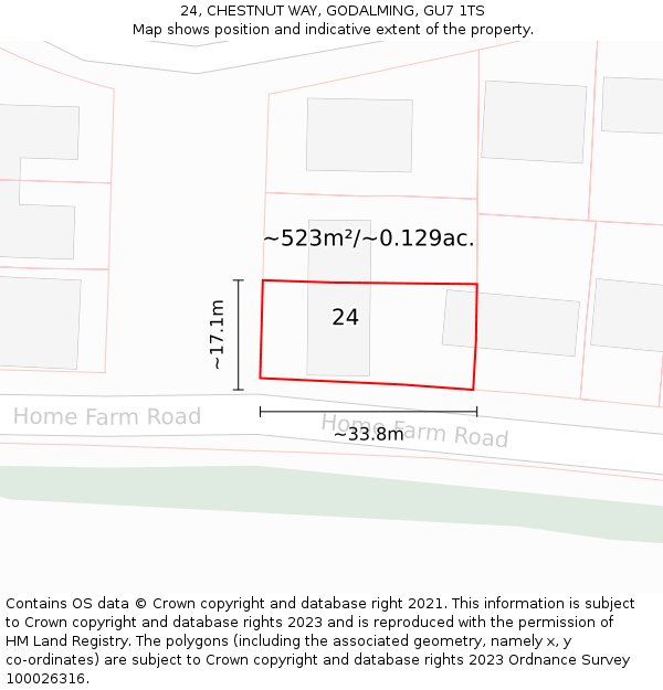 24, CHESTNUT WAY, GODALMING, GU7 1TS: Plot and title map