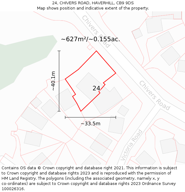 24, CHIVERS ROAD, HAVERHILL, CB9 9DS: Plot and title map