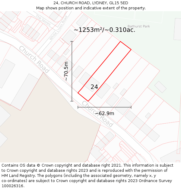 24, CHURCH ROAD, LYDNEY, GL15 5ED: Plot and title map