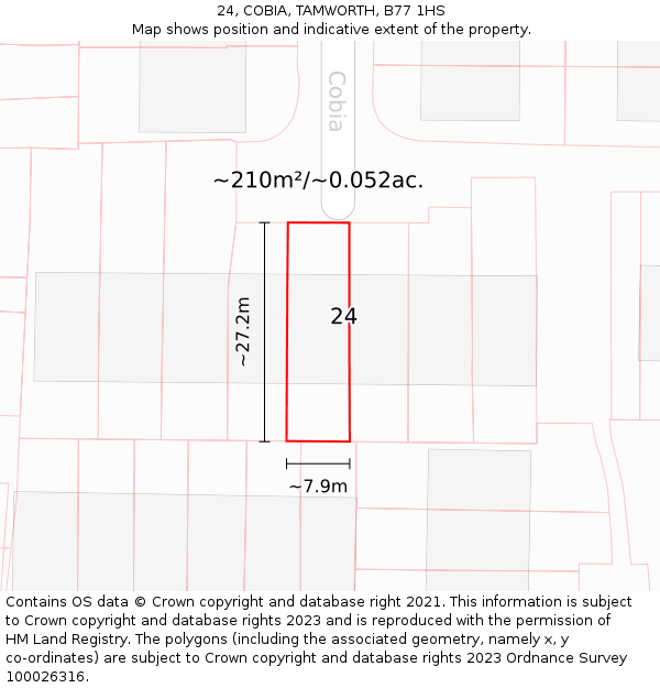 24, COBIA, TAMWORTH, B77 1HS: Plot and title map