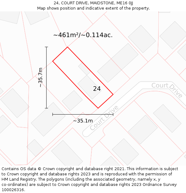 24, COURT DRIVE, MAIDSTONE, ME16 0JJ: Plot and title map