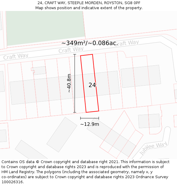 24, CRAFT WAY, STEEPLE MORDEN, ROYSTON, SG8 0PF: Plot and title map