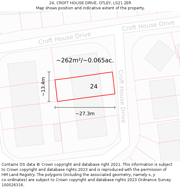 24, CROFT HOUSE DRIVE, OTLEY, LS21 2ER: Plot and title map