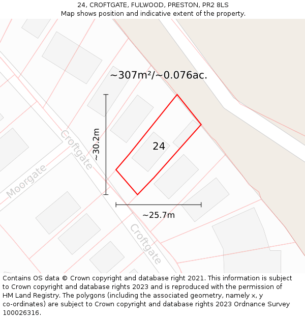 24, CROFTGATE, FULWOOD, PRESTON, PR2 8LS: Plot and title map