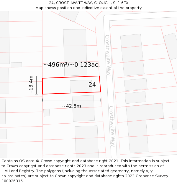 24, CROSTHWAITE WAY, SLOUGH, SL1 6EX: Plot and title map