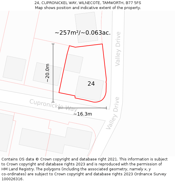 24, CUPRONICKEL WAY, WILNECOTE, TAMWORTH, B77 5FS: Plot and title map