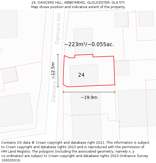 24, DANCERS HILL, ABBEYMEAD, GLOUCESTER, GL4 5TY: Plot and title map