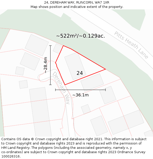 24, DEREHAM WAY, RUNCORN, WA7 1XR: Plot and title map