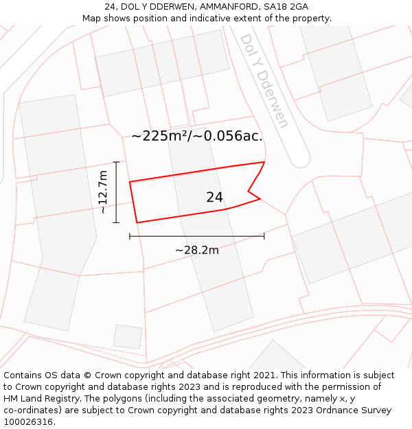 24, DOL Y DDERWEN, AMMANFORD, SA18 2GA: Plot and title map