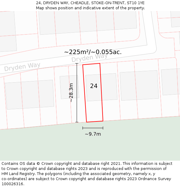 24, DRYDEN WAY, CHEADLE, STOKE-ON-TRENT, ST10 1YE: Plot and title map