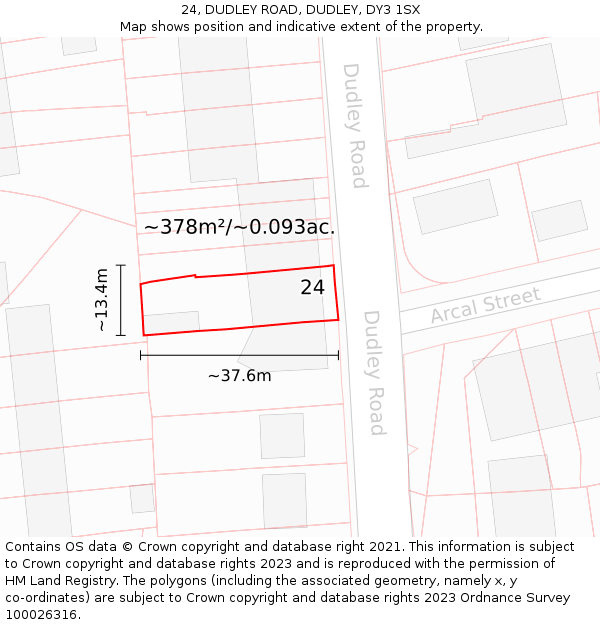 24, DUDLEY ROAD, DUDLEY, DY3 1SX: Plot and title map