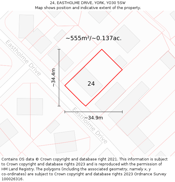 24, EASTHOLME DRIVE, YORK, YO30 5SW: Plot and title map