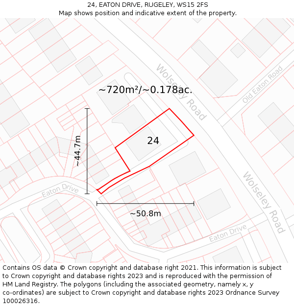 24, EATON DRIVE, RUGELEY, WS15 2FS: Plot and title map