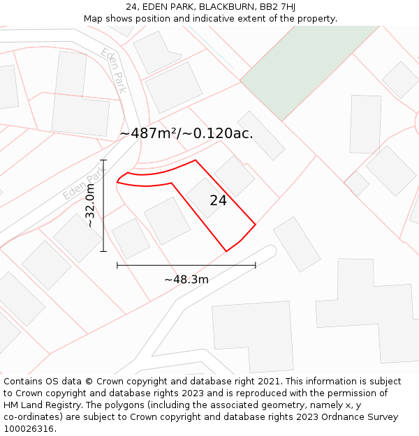 24, EDEN PARK, BLACKBURN, BB2 7HJ: Plot and title map