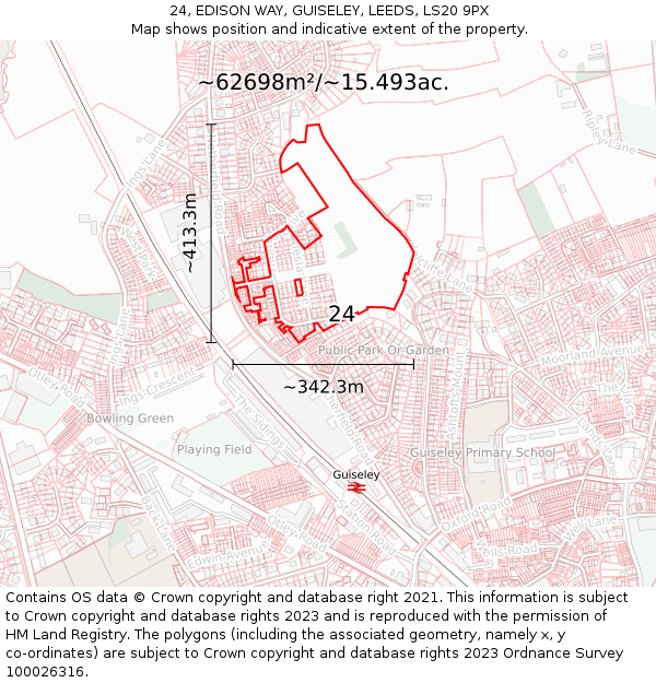 24, EDISON WAY, GUISELEY, LEEDS, LS20 9PX: Plot and title map