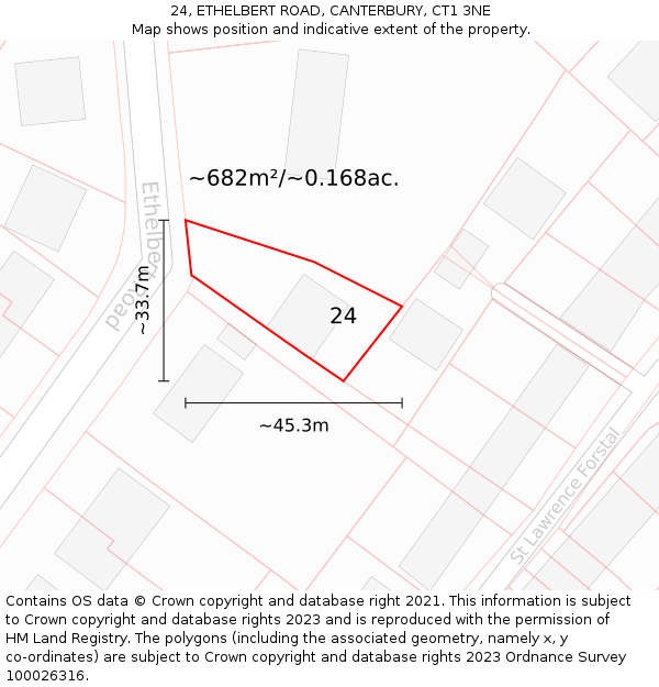 24, ETHELBERT ROAD, CANTERBURY, CT1 3NE: Plot and title map