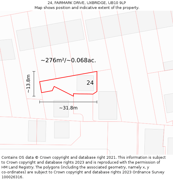 24, FAIRMARK DRIVE, UXBRIDGE, UB10 9LP: Plot and title map