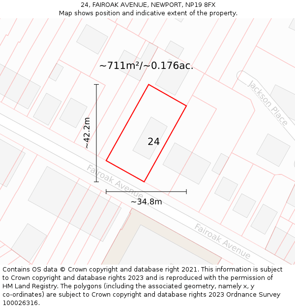 24, FAIROAK AVENUE, NEWPORT, NP19 8FX: Plot and title map