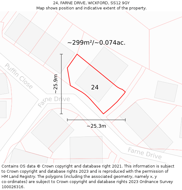 24, FARNE DRIVE, WICKFORD, SS12 9GY: Plot and title map