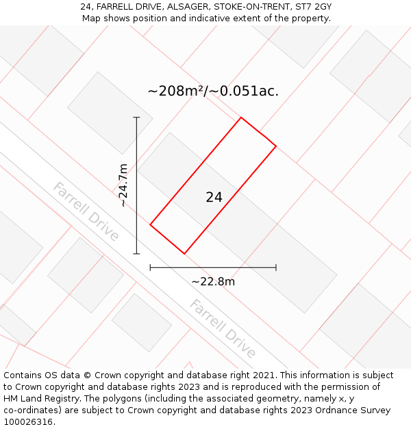 24, FARRELL DRIVE, ALSAGER, STOKE-ON-TRENT, ST7 2GY: Plot and title map