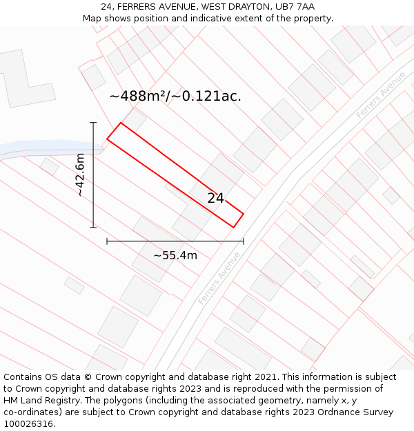 24, FERRERS AVENUE, WEST DRAYTON, UB7 7AA: Plot and title map