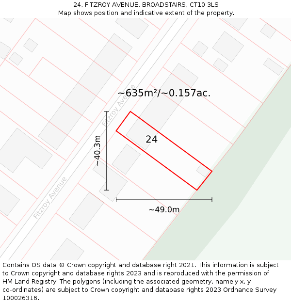 24, FITZROY AVENUE, BROADSTAIRS, CT10 3LS: Plot and title map