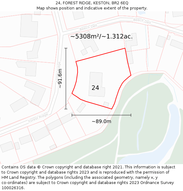 24, FOREST RIDGE, KESTON, BR2 6EQ: Plot and title map