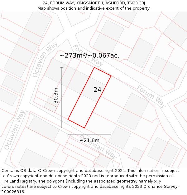 24, FORUM WAY, KINGSNORTH, ASHFORD, TN23 3RJ: Plot and title map