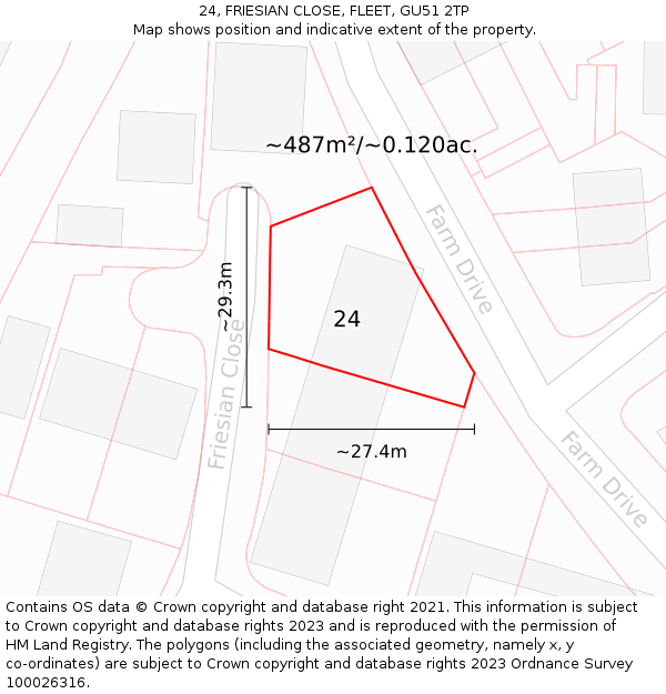 24, FRIESIAN CLOSE, FLEET, GU51 2TP: Plot and title map