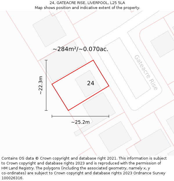 24, GATEACRE RISE, LIVERPOOL, L25 5LA: Plot and title map