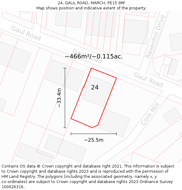 24, GAUL ROAD, MARCH, PE15 9RF: Plot and title map