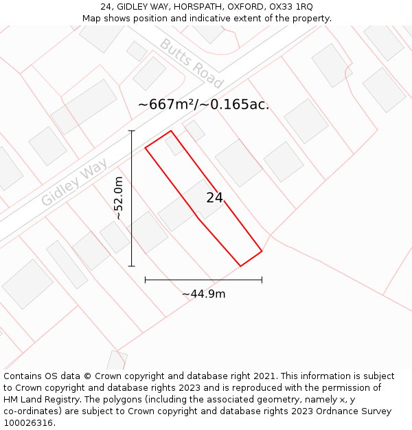 24, GIDLEY WAY, HORSPATH, OXFORD, OX33 1RQ: Plot and title map