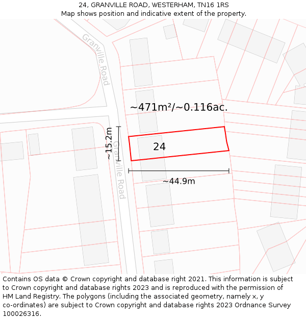 24, GRANVILLE ROAD, WESTERHAM, TN16 1RS: Plot and title map