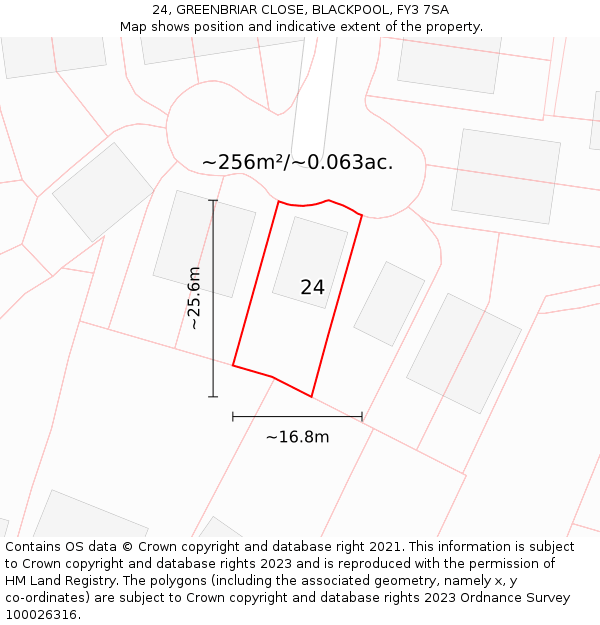 24, GREENBRIAR CLOSE, BLACKPOOL, FY3 7SA: Plot and title map