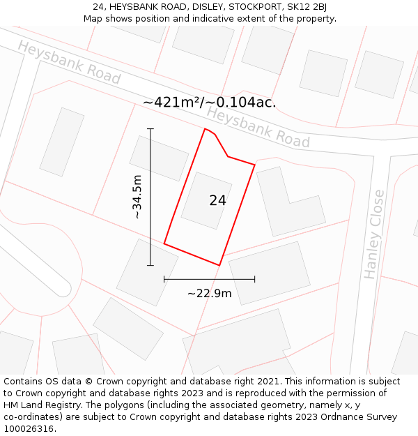 24, HEYSBANK ROAD, DISLEY, STOCKPORT, SK12 2BJ: Plot and title map