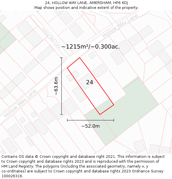 24, HOLLOW WAY LANE, AMERSHAM, HP6 6DJ: Plot and title map