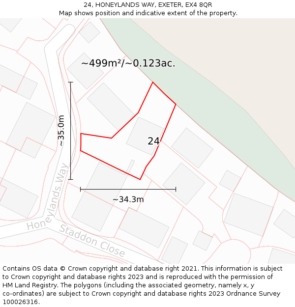 24, HONEYLANDS WAY, EXETER, EX4 8QR: Plot and title map