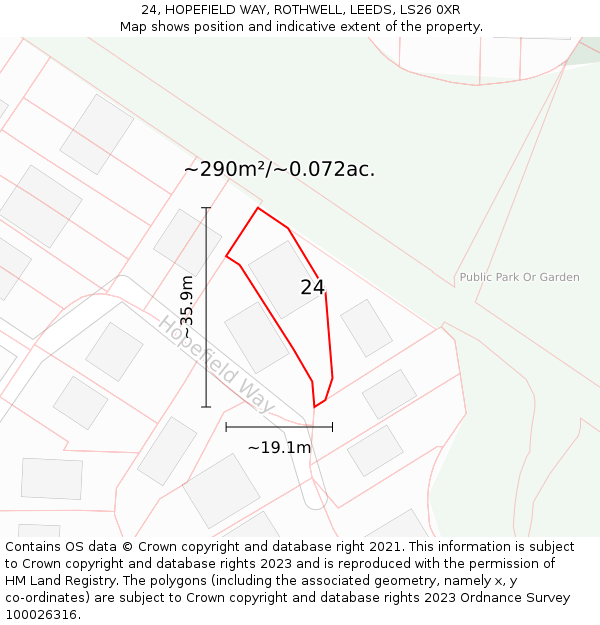 24, HOPEFIELD WAY, ROTHWELL, LEEDS, LS26 0XR: Plot and title map