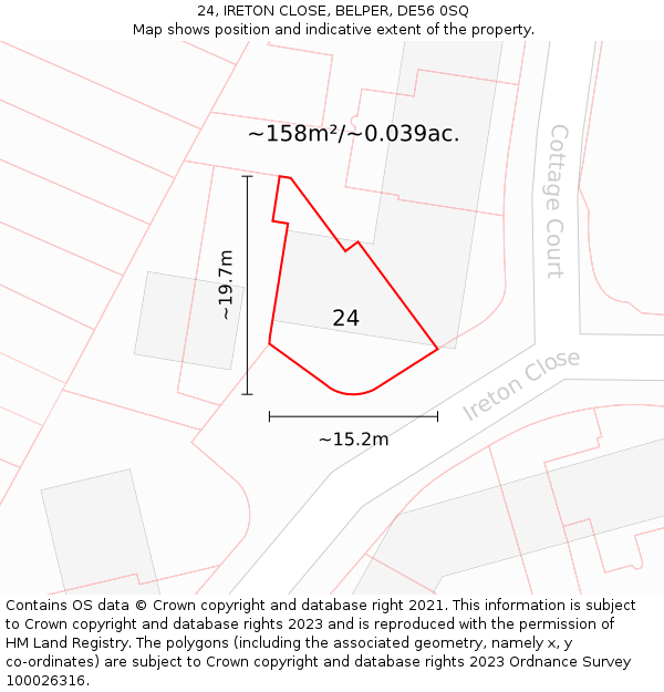 24, IRETON CLOSE, BELPER, DE56 0SQ: Plot and title map