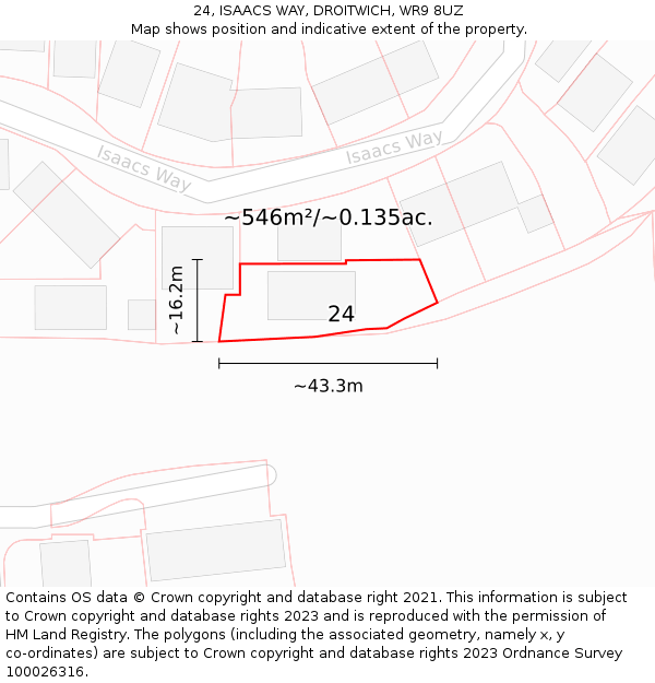 24, ISAACS WAY, DROITWICH, WR9 8UZ: Plot and title map