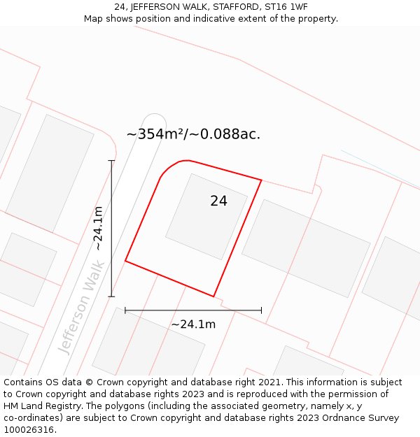 24, JEFFERSON WALK, STAFFORD, ST16 1WF: Plot and title map