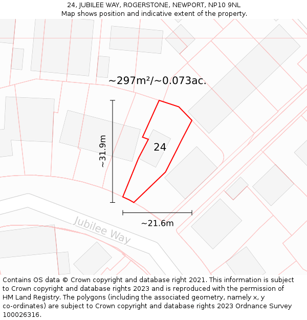 24, JUBILEE WAY, ROGERSTONE, NEWPORT, NP10 9NL: Plot and title map