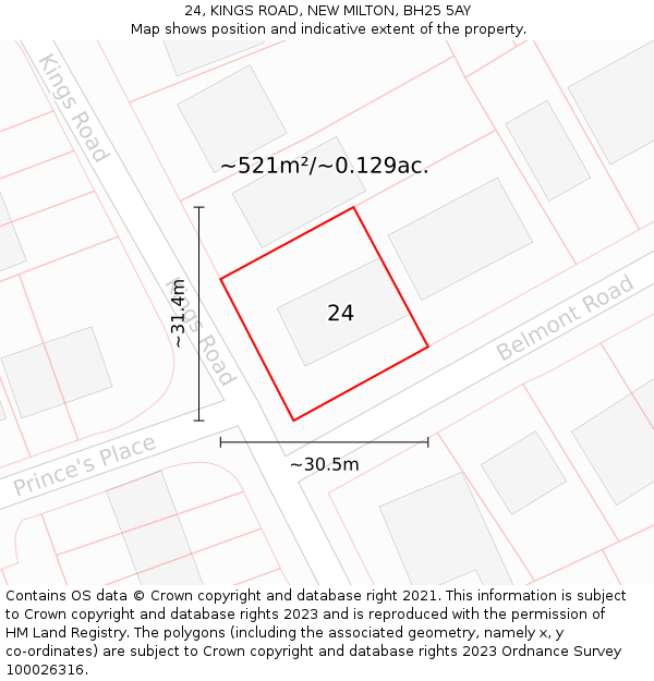 24, KINGS ROAD, NEW MILTON, BH25 5AY: Plot and title map