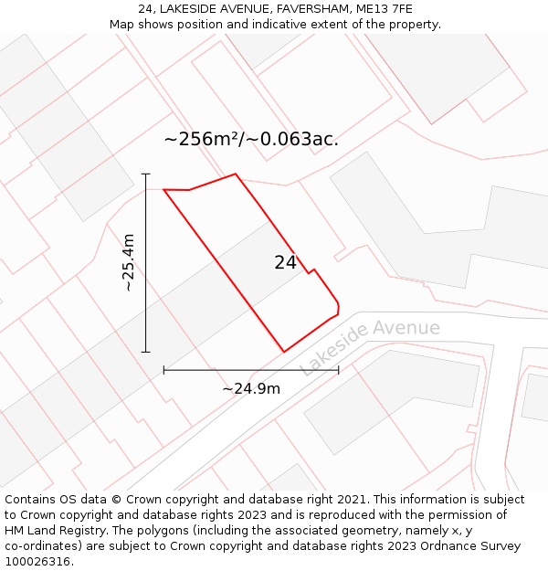 24, LAKESIDE AVENUE, FAVERSHAM, ME13 7FE: Plot and title map