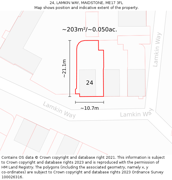 24, LAMKIN WAY, MAIDSTONE, ME17 3FL: Plot and title map