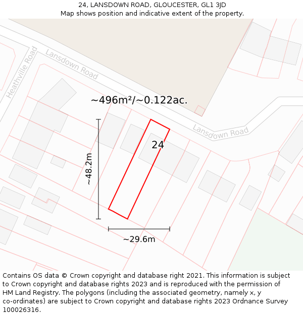 24, LANSDOWN ROAD, GLOUCESTER, GL1 3JD: Plot and title map