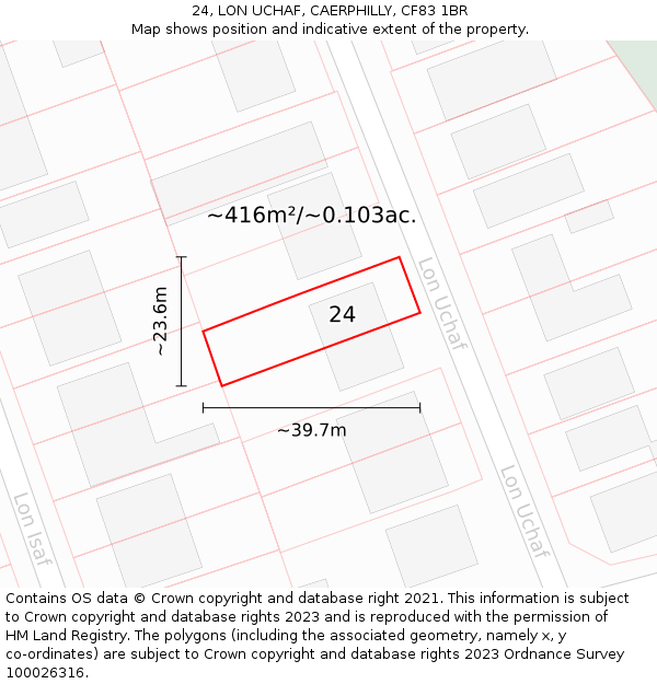 24, LON UCHAF, CAERPHILLY, CF83 1BR: Plot and title map